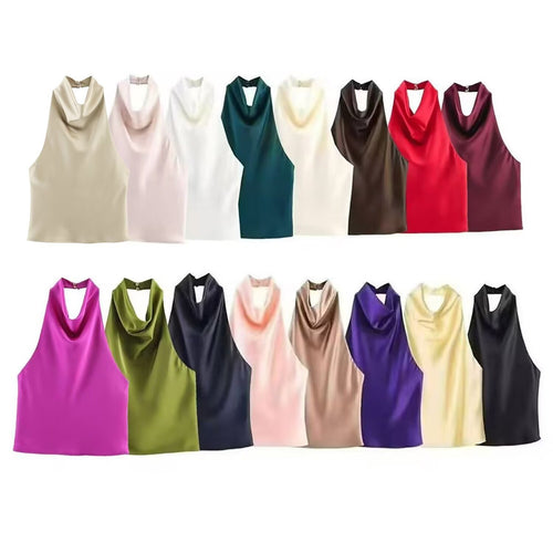 Damen elegantes Haltertop mit fließendem Schnitt und dekorativen Details Echo Archiv