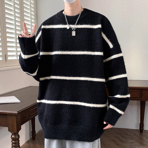 Unisex Oversized Strickpullover mit gestreiftem Design Echoarchiv