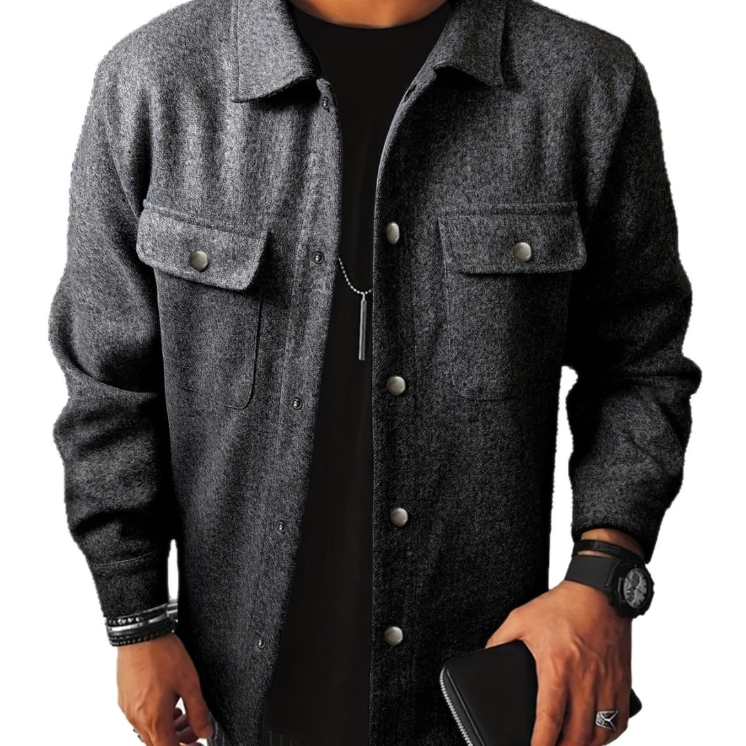 Herren modische Overshirt-Jacke mit praktischen Taschen und modernem Knopfdesign Echoarchiv