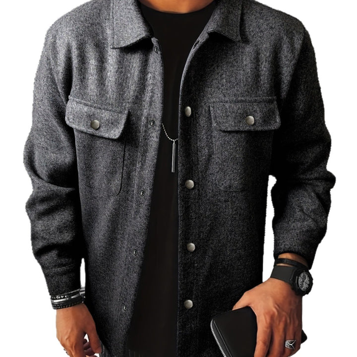Herren nan Hemdenjacke aus Wollmix mit Druckknöpfen und Pattentaschen Echo Archiv