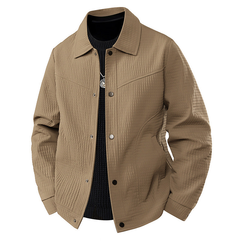 Herren Leichte Übergangsjacke im Worker-Stil mit mikrostrukturierter Twill-Optik und Druckknopfleiste Echo Archiv