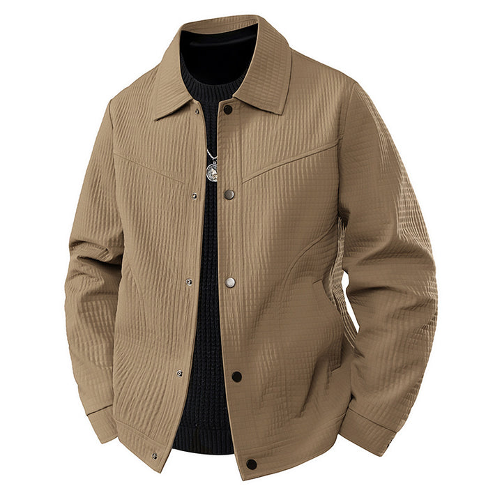 Herren Leichte Übergangsjacke im Worker-Stil mit mikrostrukturierter Twill-Optik und Druckknopfleiste Echo Archiv