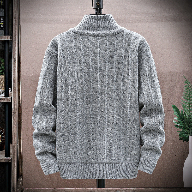 Herren strickpullover mit hohem Kragen und Reißverschluss Echoarchiv