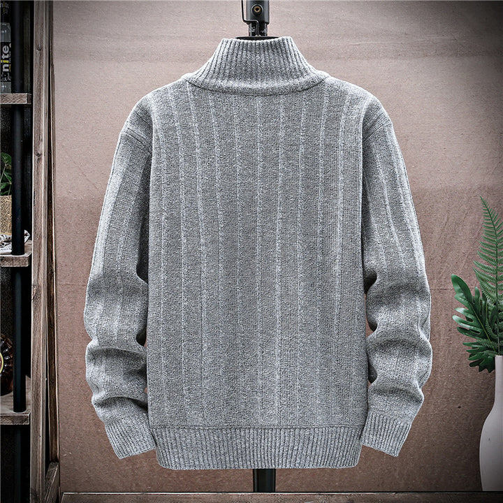 Herren strickpullover mit hohem Kragen und Reißverschluss Echoarchiv