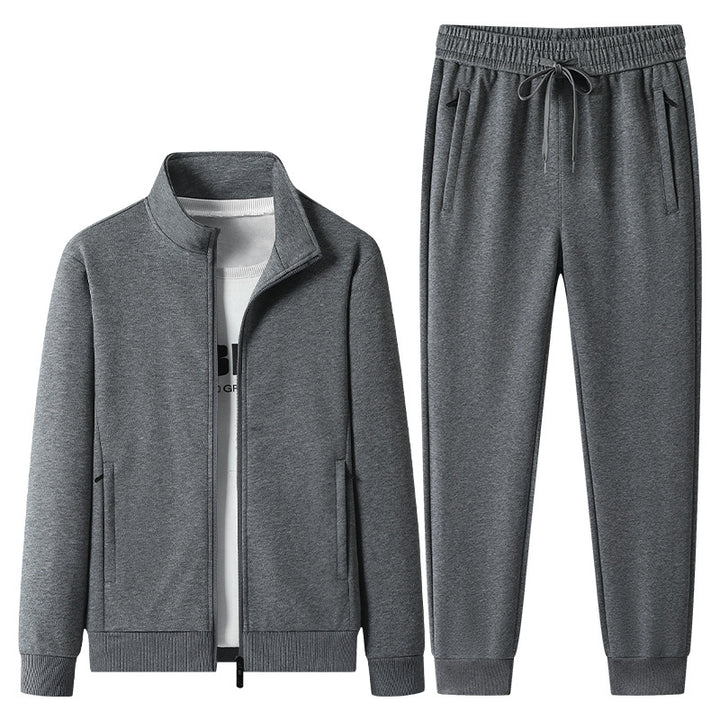 Herren Freizeit-Trainingsanzug Set mit Stehkragen Reißverschlussjacke und Jogginghose aus French Terry – Marzano