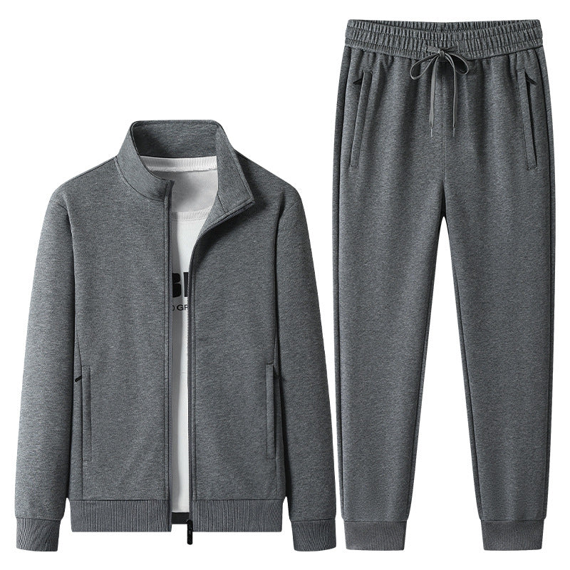 Herren Jogginganzug-Set aus Baumwollmix mit Stehkragen Reißverschlussjacke und Kordelbundhose Echoarchiv