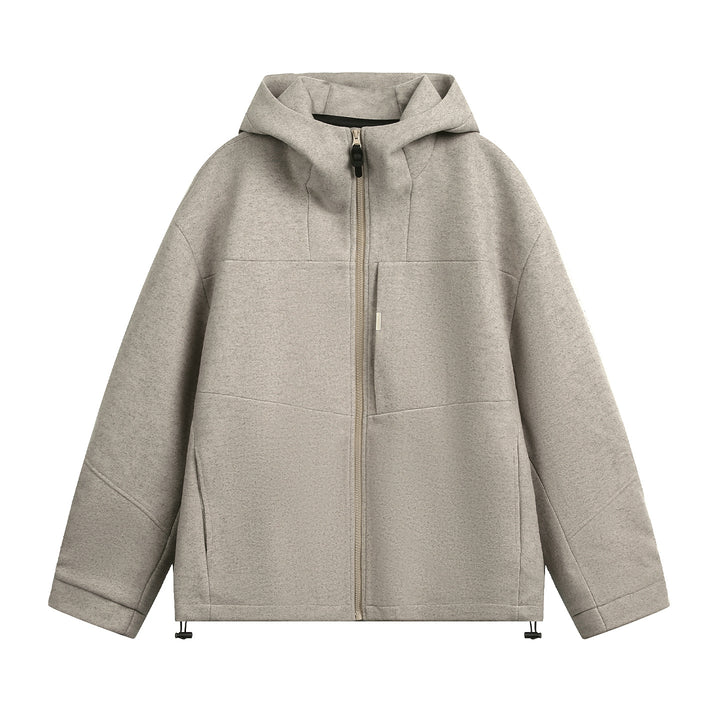 Unisex Oversize Kapuzenjacke aus meliertem Wollmix mit Kordelzugsaum Echo Archiv