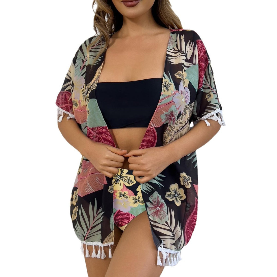 Damen Strandkimono mit Fransen – Avérine