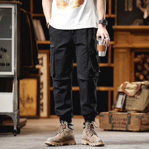 Herren Multifunktionale Canvas-Cargohose im Jogger-Cut mit elastischem Tunnelzugbund und Mehrfachtaschen Echo Archiv