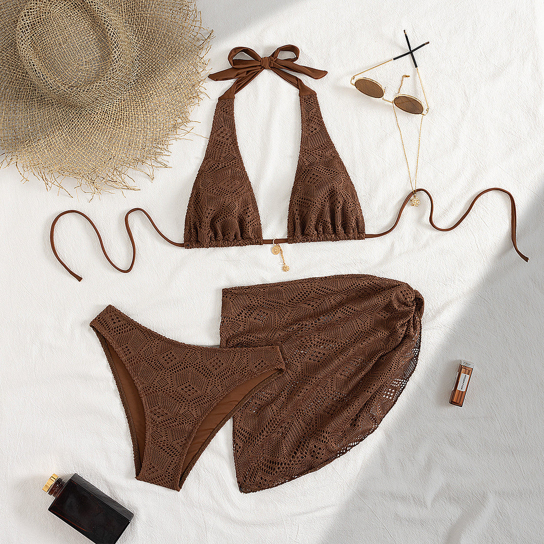 Damen Häkel-Bikini-Set mit schickem Rock – Maréssa