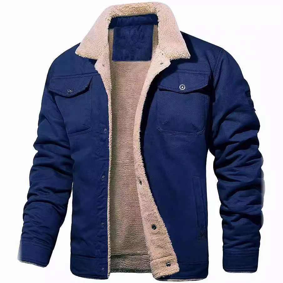 Herren nan gefütterte Canvasjacke mit Teddyfell-Innenfutter und Hemdkragen Echo Archiv