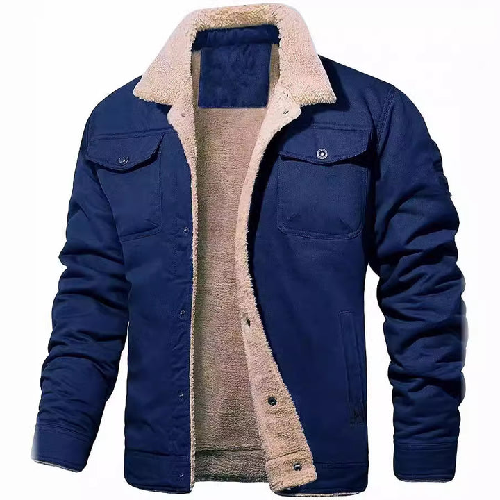 Herren nan gefütterte Canvasjacke mit Teddyfell-Innenfutter und Hemdkragen Echo Archiv