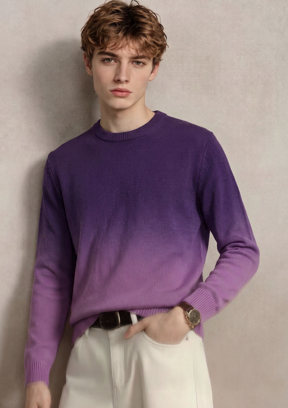 Herren Feinstrick-Pullover mit Dip-Dye-Effekt und Rundhalsausschnitt Echoarchiv