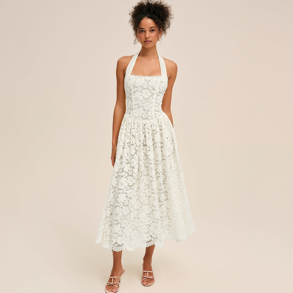Damen Elegant Spitzenkleid mit geflochtenem Träger Echo Archiv