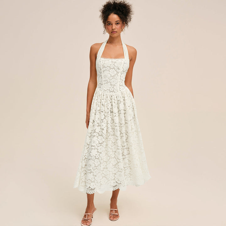 Damen Elegant Spitzenkleid mit geflochtenem Träger Echo Archiv
