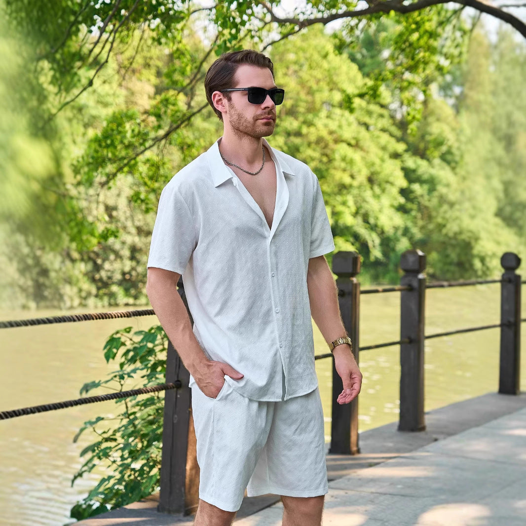 Herren lässiges Kurzarmhemd und kurze Hose Set Echoarchiv