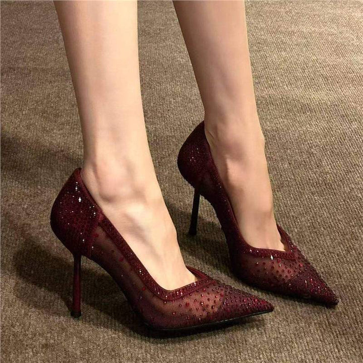 Damen Transparente Mesh‑Stiletto‑Pumps mit spitzer Zehenpartie und Strassbesatz Echo Archiv