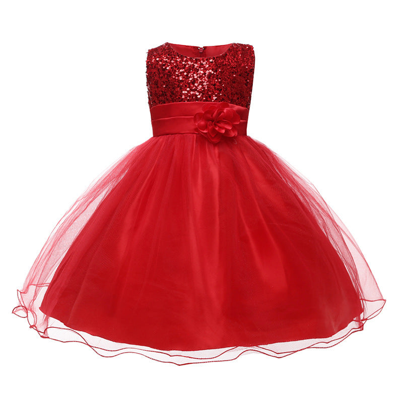 Mädchen Festliches Tüllkleid mit Glitzerndem Oberteil und Floraler Applikation Echoarchiv