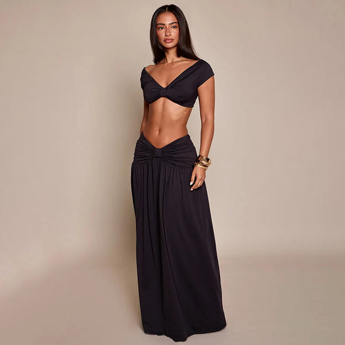 Damen Elegantes Cropped Top und Maxirock Set Echo Archiv