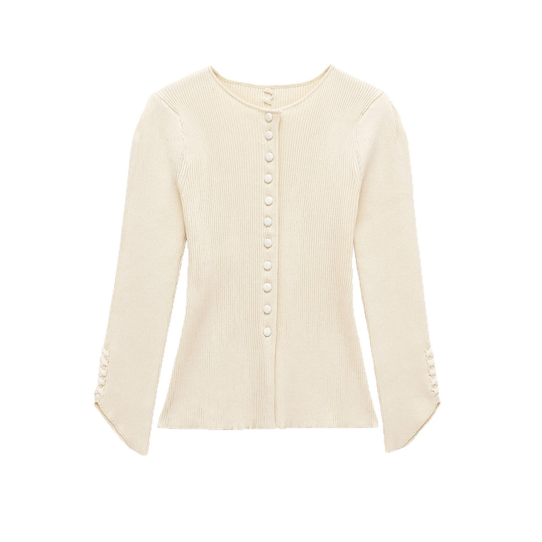 Damen Feinstrick-Cardigan mit durchgehender Knopfleiste, taillierter Rippenstruktur und geschwungenem Saum Echoarchiv