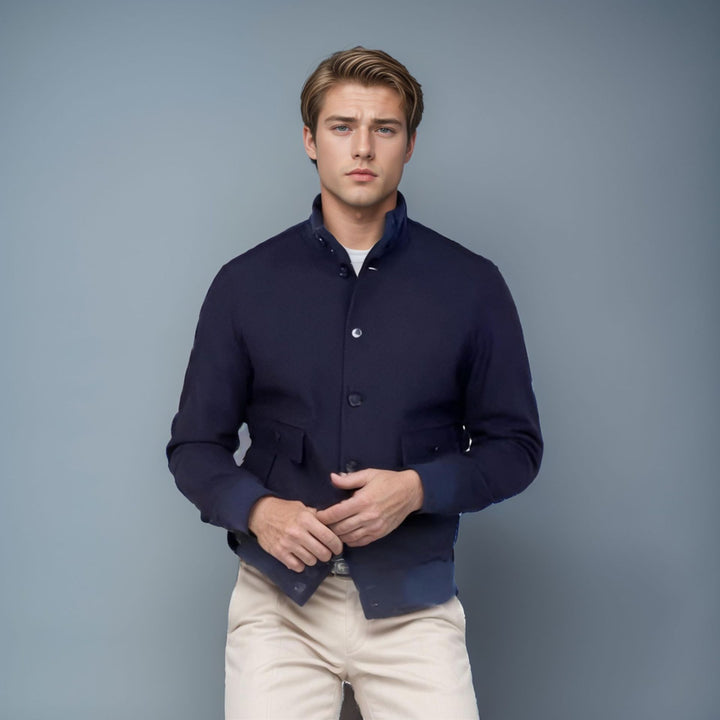 Herren lässige und strukturierte Baumwolljacke mit praktischen Taschen Echoarchiv