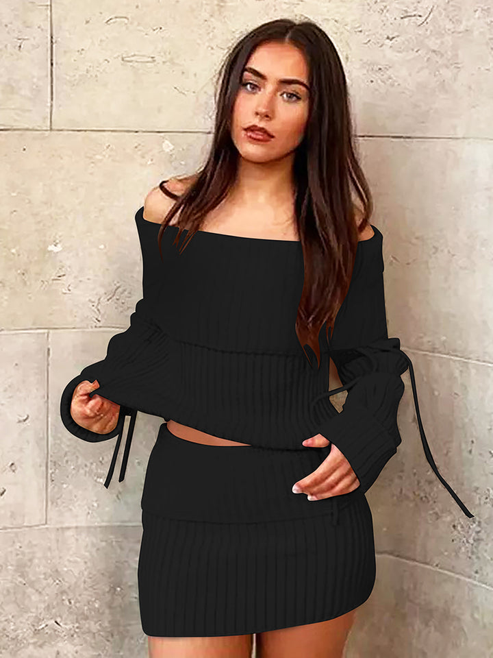 Damen Off-Shoulder Strick-Set mit modischen Details Echo Archiv
