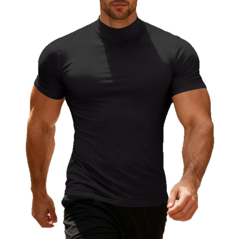 Herren Sportliches Kurzarm-T-Shirt mit hohem Kragen Echoarchiv