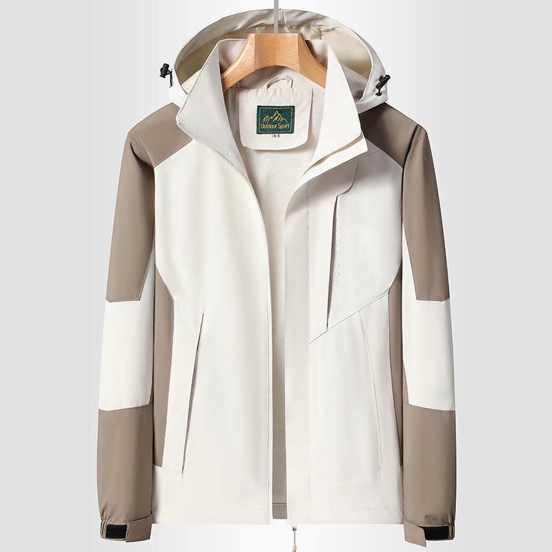 Damen Softshell‑Trekkingjacke mit atmungsaktiver Membran, verstellbarer Kapuze und Colorblock-Design Echoarchiv