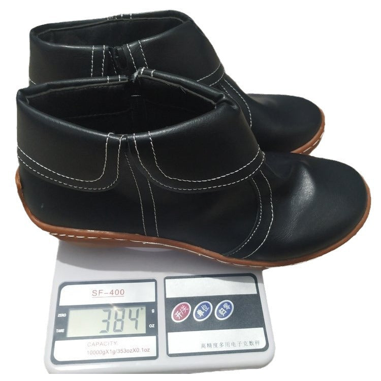 Damen nan weiche Leder-Booties mit klappbarem Riemen, seitlichem Reißverschluss und flexibler Profilsohle Echo Archiv