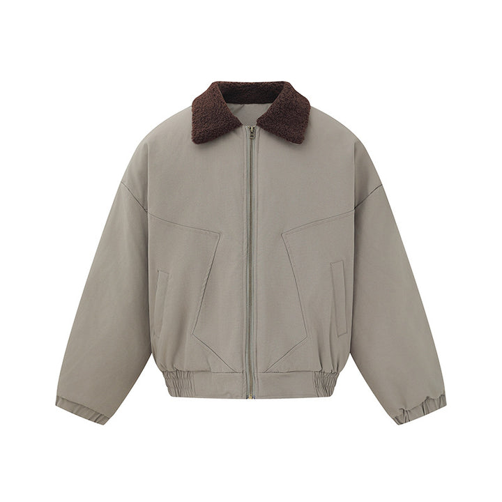 Unisex Boxy Blousonjacke mit Teddykragen und elastischem Saum Echoarchiv