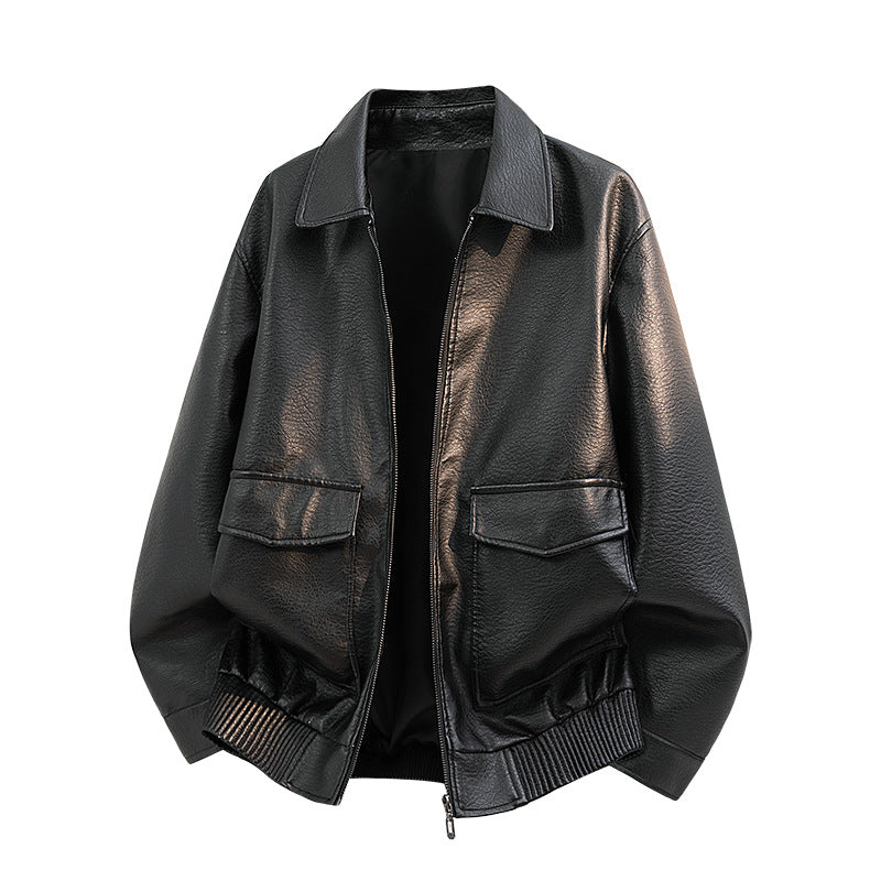 Herren Elegante Kunstleder-Bomberjacke Echo Archiv