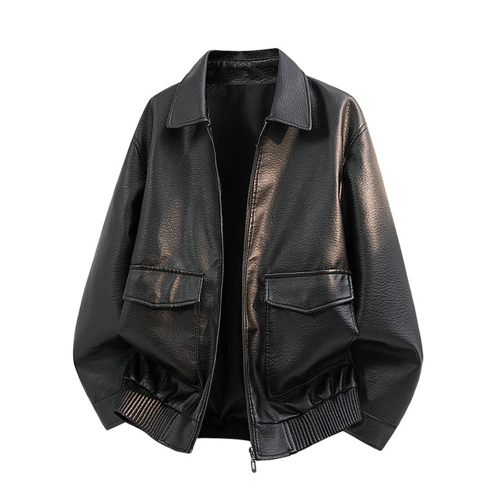 Herren Elegante Kunstleder-Bomberjacke Echo Archiv
