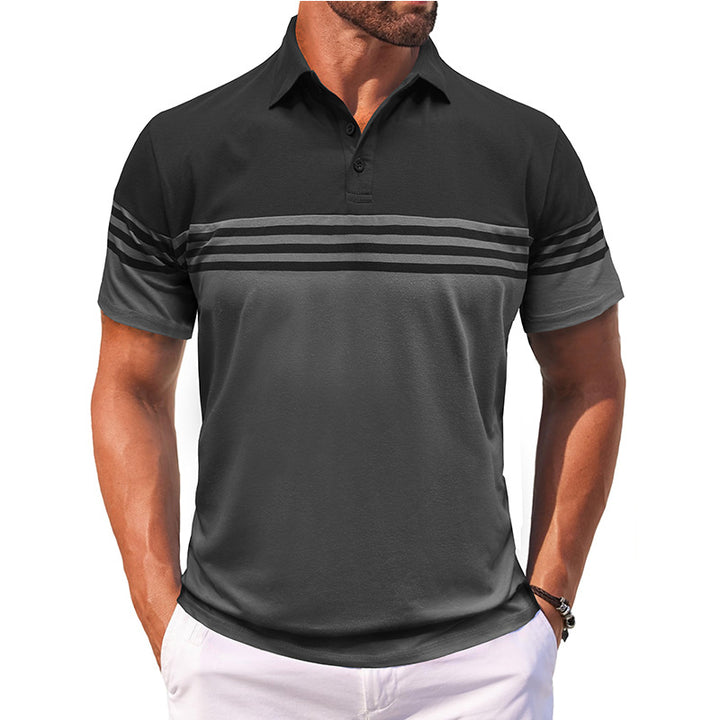 Herren Polo-Shirt mit modernem Streifenmotiv und atmungsaktivem Gewebe Echoarchiv