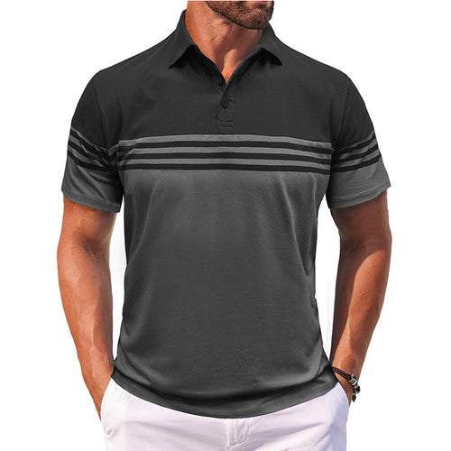 Herren Polo-Shirt mit modernem Streifenmotiv und atmungsaktivem Gewebe Echoarchiv