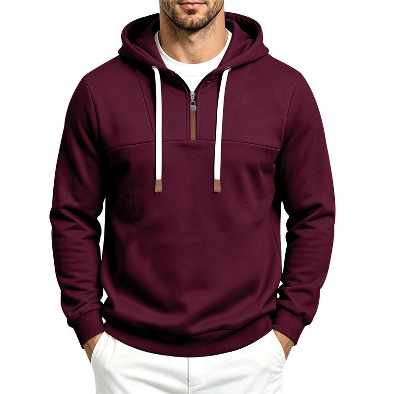 Herren Moderner Halbzip-Hoodie aus French Terry mit Zierriegel und Kordelzug Echoarchiv