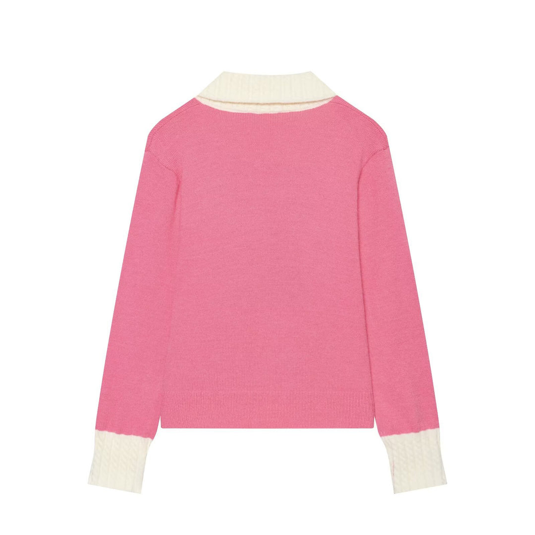 Damen Feinstrick-Cardigan mit großem Strukturkragen und Kontrastbündchen Echo Archiv