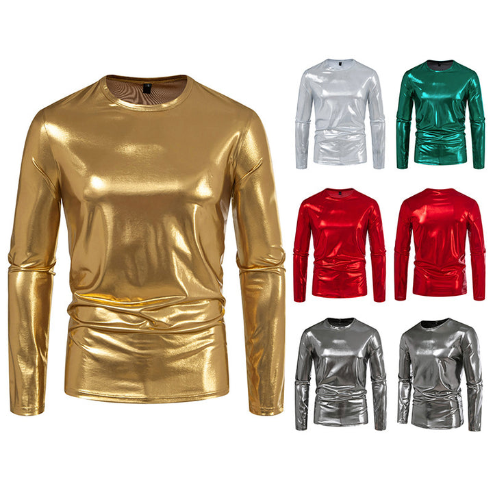 Herren Langarmshirt aus glattem, reflektierendem Material Echoarchiv