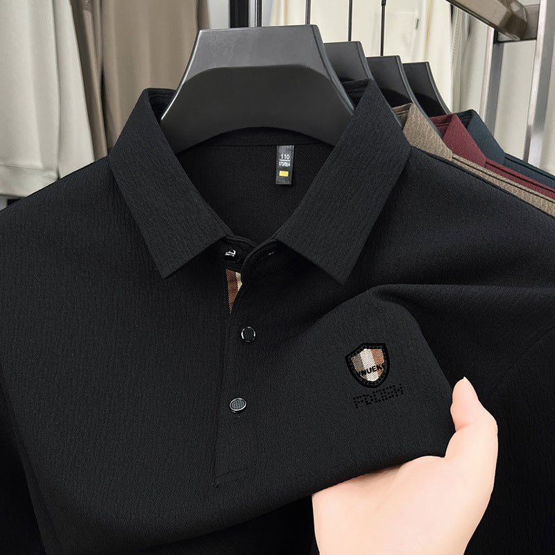 Herren elegantes Langarm Poloshirt mit strukturiertem Material und sportlichem Design Echoarchiv