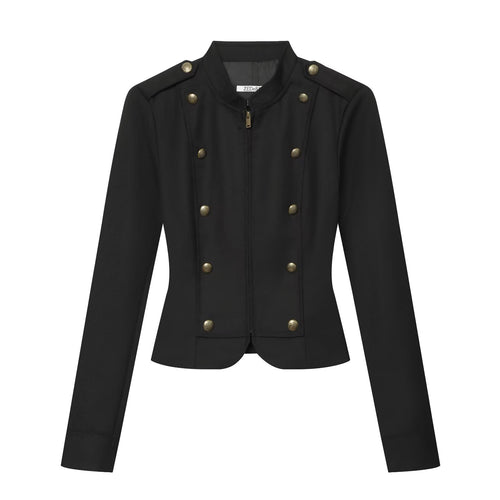 Damen Taillierte Militärjacke im Blousonstil mit Stehkragen und doppelter Zierknopfleiste Echo Archiv