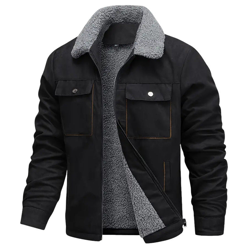 Herren nan sherpagefütterte Workerjacke in Wildlederoptik mit Klappbrusttaschen und Reißverschluss Echo Archiv