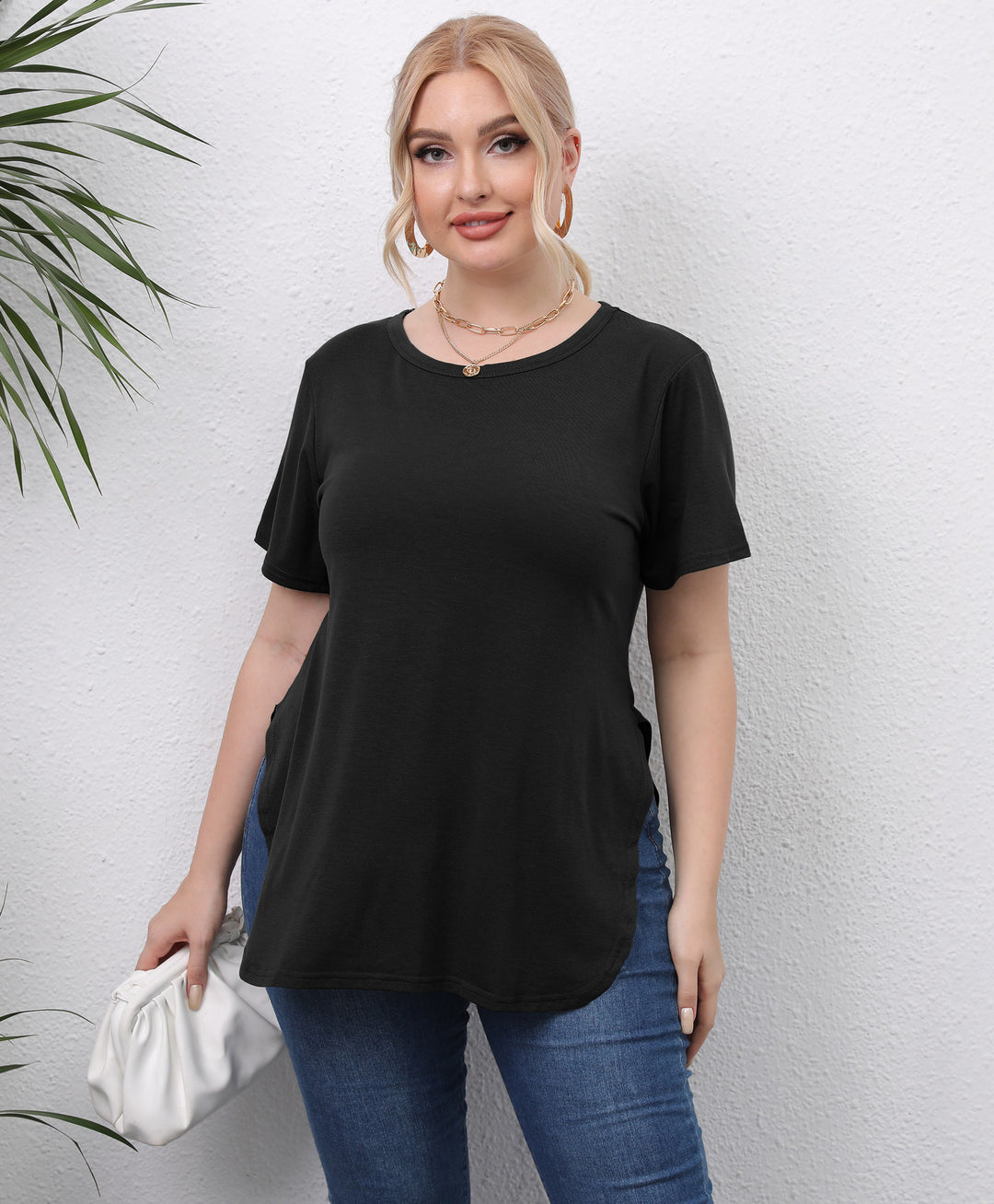 Damen lässiges T-Shirt mit seitlichen Eingrifftaschen Echo Archiv