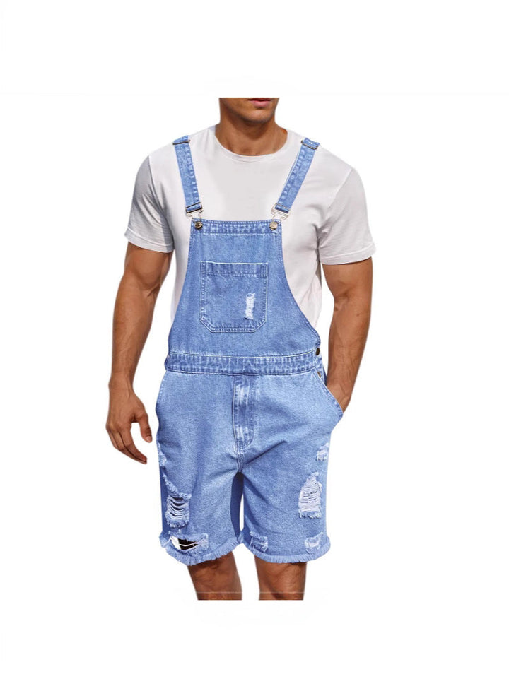 Herren Lässige Denim-Latzhose im distressed Look Echoarchiv