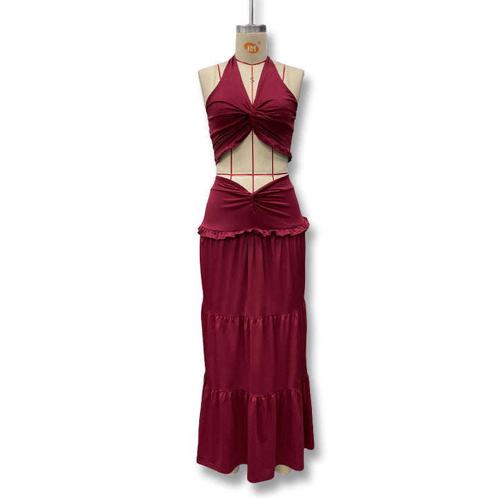 Damen Maxikleid mit raffiniertem Knotendesign und fließendem Rock Echo Archiv