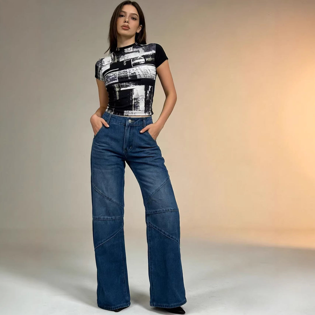 Damen Weit geschnittene Jeans mit einzigartigen Nahtdetails Echo Archiv