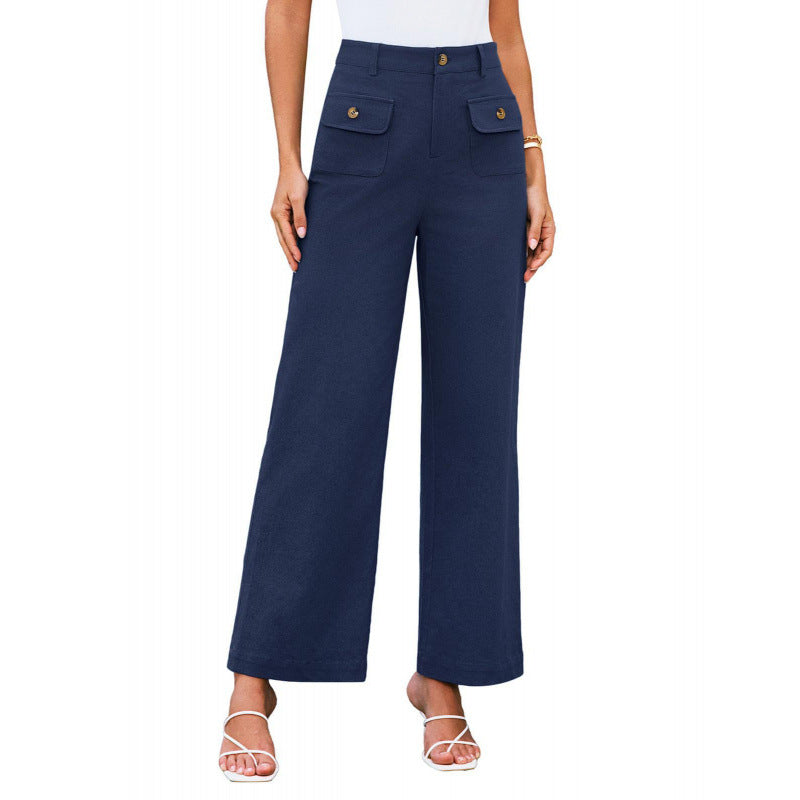 Damen High-Waist Palazzo-Hose mit aufgesetzten Knopf-Taschen Echo Archiv