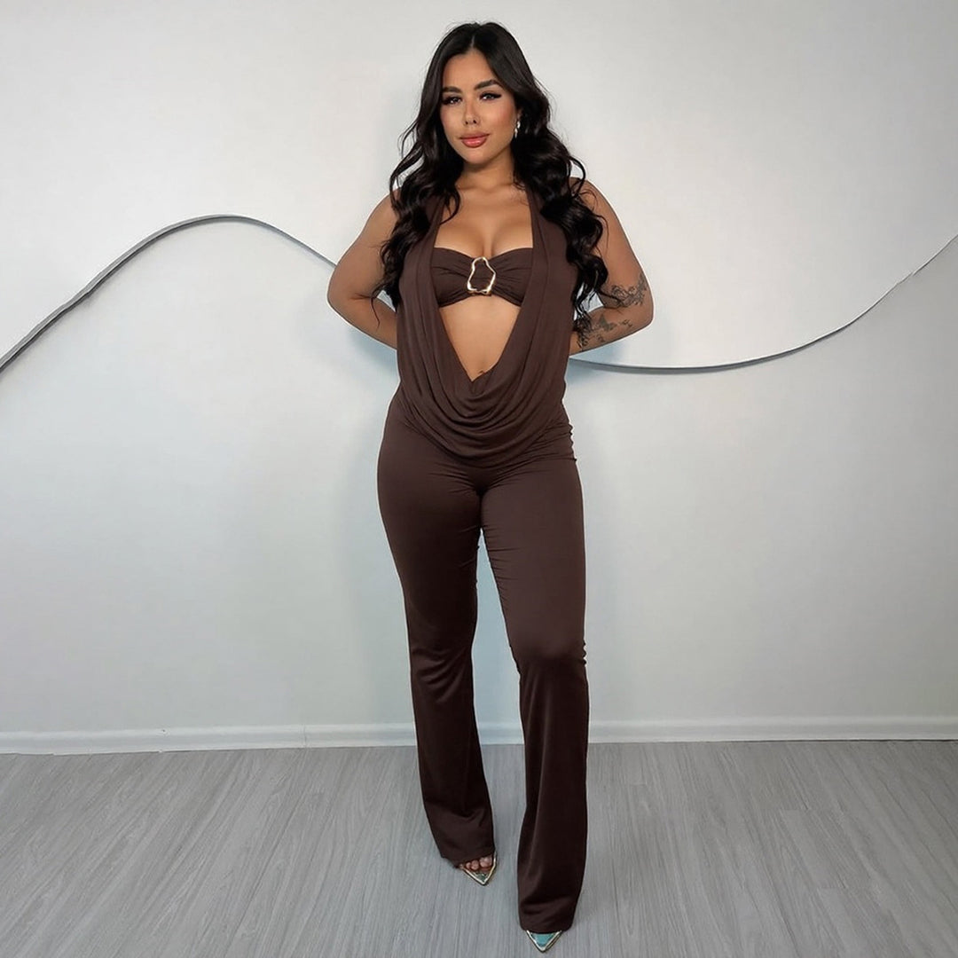 Damen Eleganter und figurbetonter Jumpsuit mit einzigartigem Ausschnitt Echo Archiv