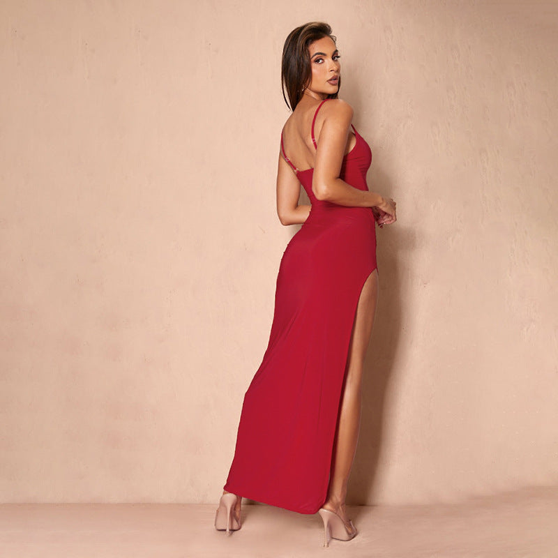 Damen elegantes Spitzen-Maxikleid mit zarten Trägerspitzendetails Echo Archiv