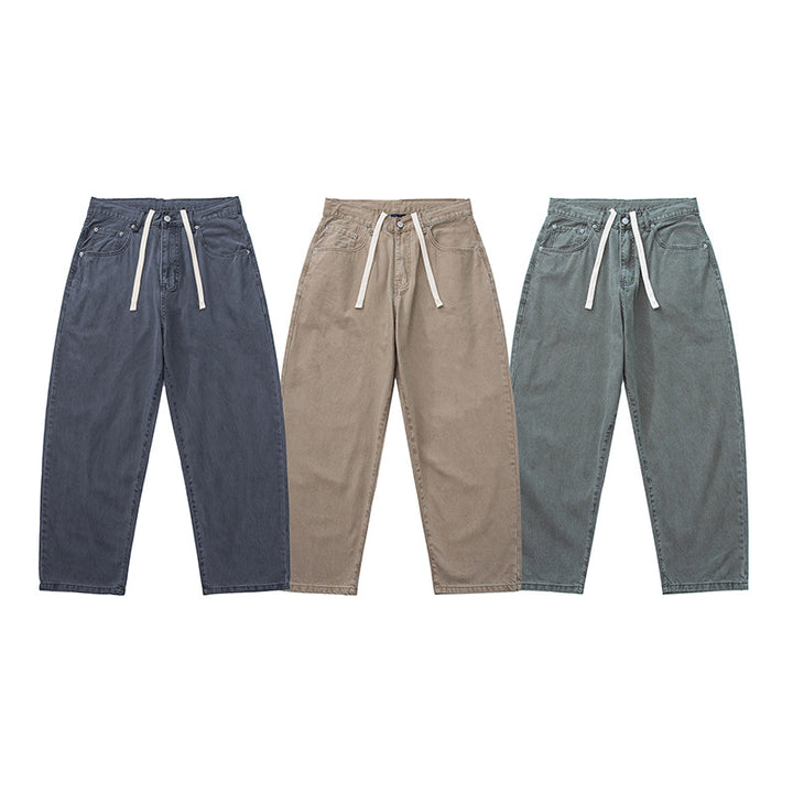 Herren Weite Baggy-Jeans aus gewaschener Denim mit elastischem Kordelzugbund Echoarchiv