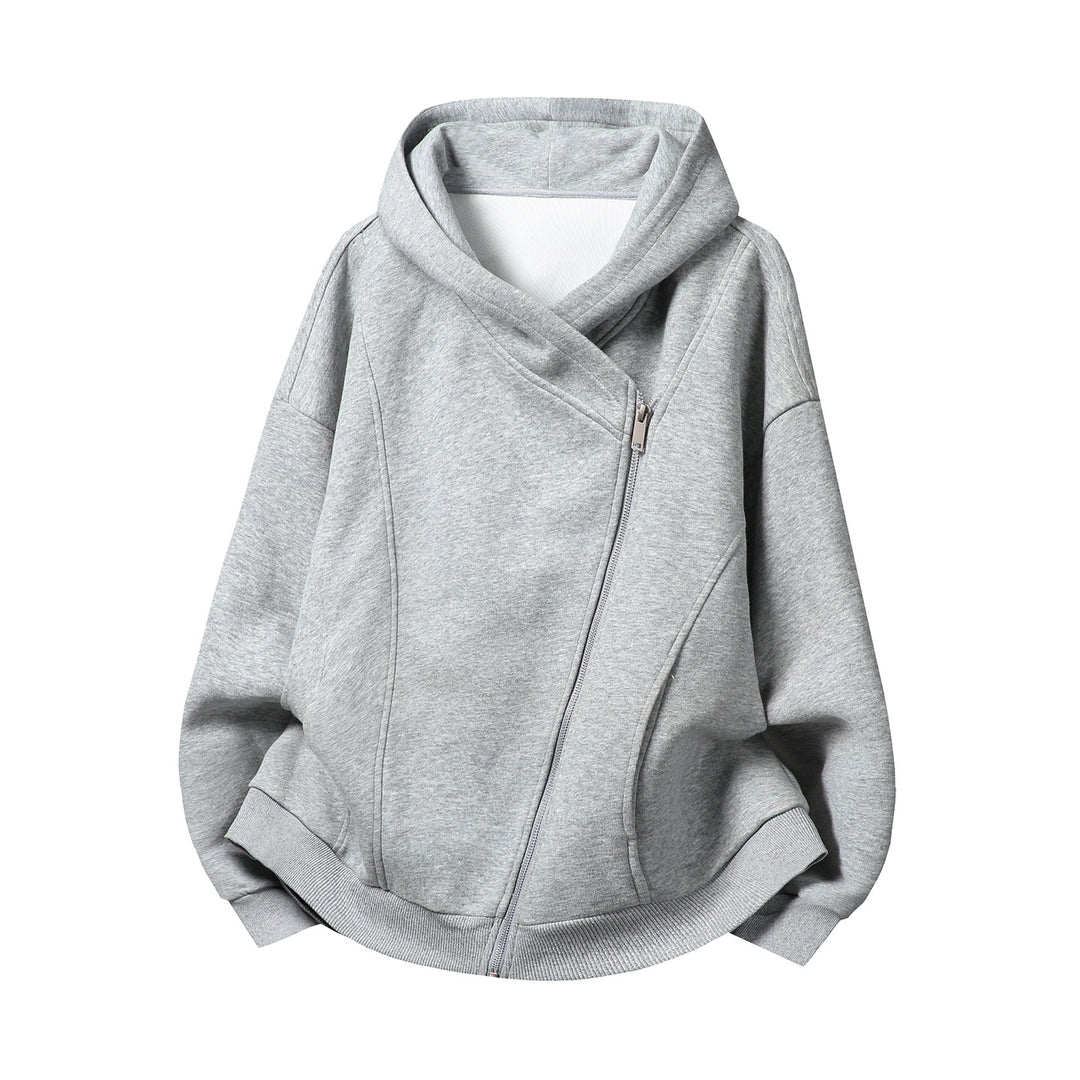 Damen Oversize Kapuzenjacke mit asymmetrischem Reißverschluss und markanten Nahtdetails Echo Archiv