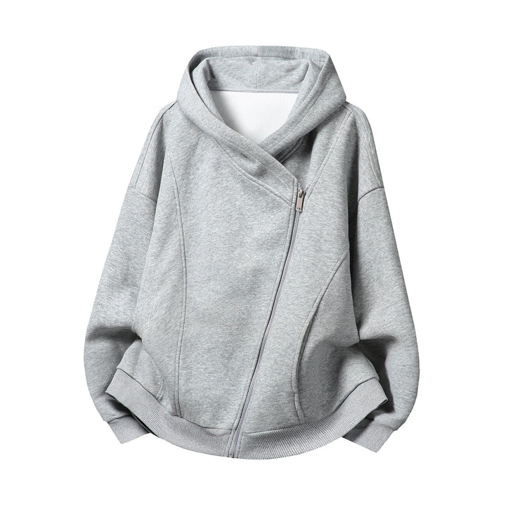 Damen Oversize Kapuzenjacke mit asymmetrischem Reißverschluss und markanten Nahtdetails Echo Archiv